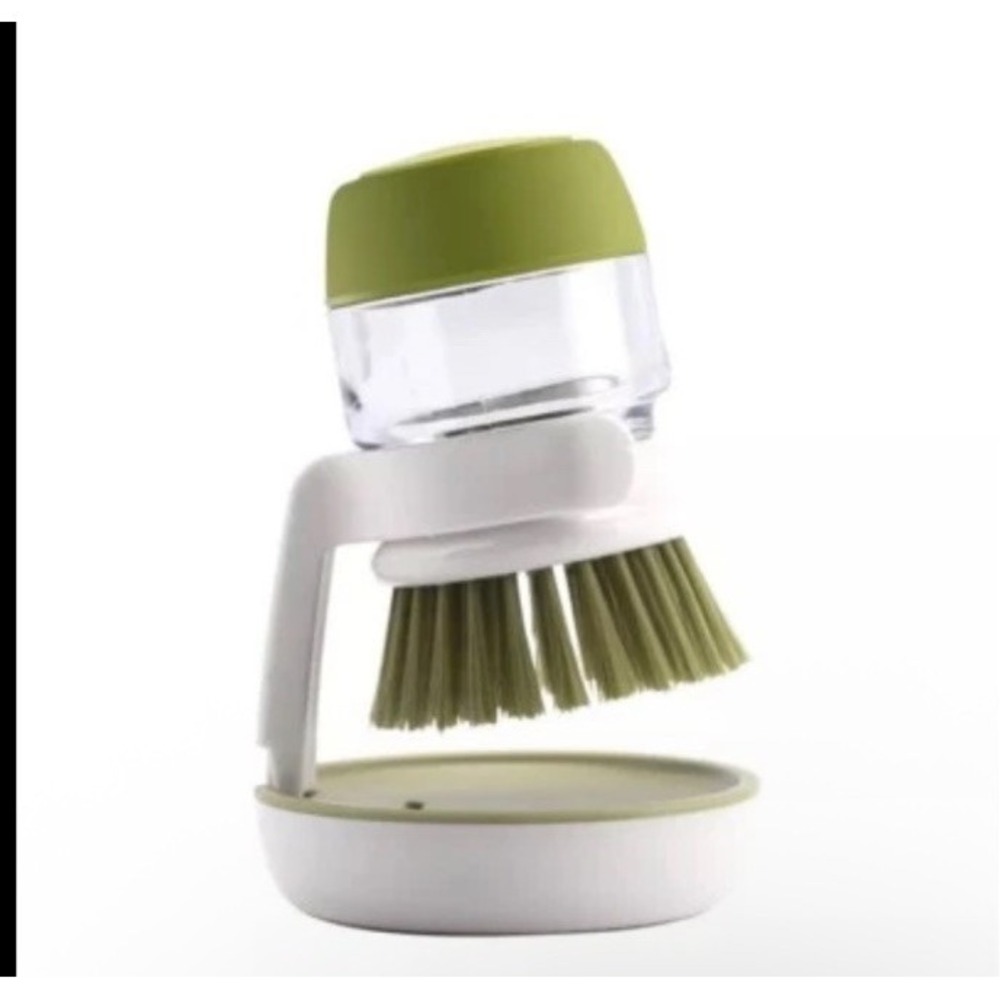 Soap Dispensing Dish Scrub Brush, Scrubber for Kitchen, Dish, Pan, Sink Green